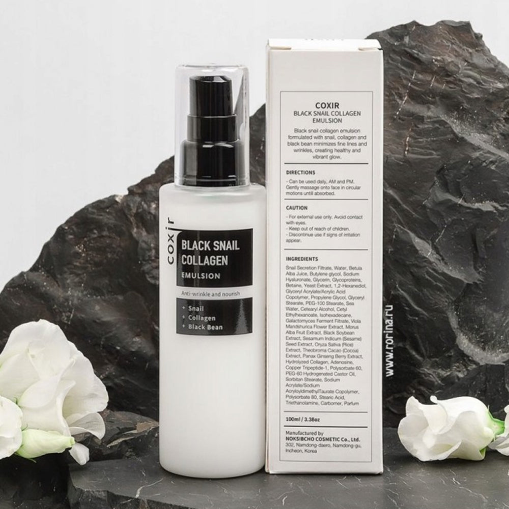 Coxir Black snail collagen emulsion Veido emulsija su kolagenu ir juodųjų sraigių ekstraktu
