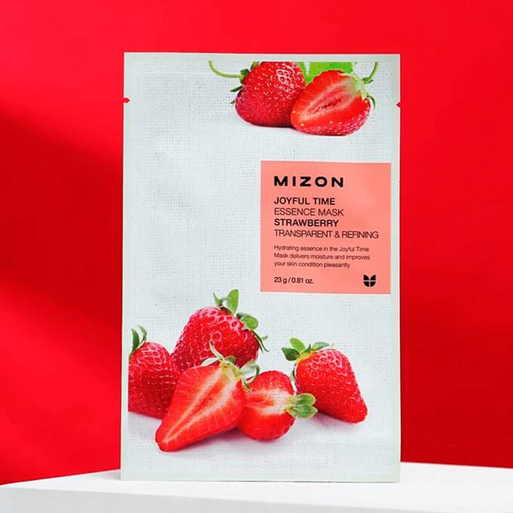 Mizon Joyful time essence mask strawberry lakštinė veido kaukė su braškėmis
